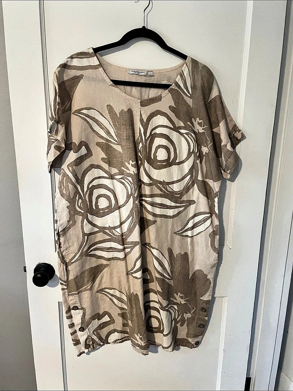 Cristina Vergani Abstract Print Tunic in Brown & Beige Size XL